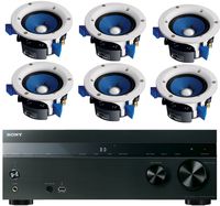 Sony 5.2-Channel 725-Watt 4K A/V Home Theater Receiver + Yamaha High-Performance Moisture Resistant 2-Way 90 watts Surround Sound in-ceiling Speaker System (Set Of 6)