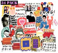 Friends Stickers Decals Cool Fun Vinyl Themed TV Show Stickers for Snowboard Skateboard Kids Laptop Car Bicycle Dirt-Bike Luggage Motorcycle, Funny Waterproof Sticker Bomb Pack（34PACK）