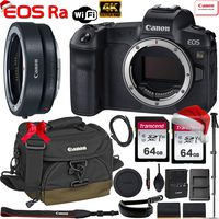Canon EOS Ra Mirrorless Digital Camera 30.3MP Full-Frame (Body Only) with Canon EF-EOS R Mount Adapter + 2 x 64GB Memory Cards, Canon 100EG Case, Canon Wrist Strap, Monopod and More