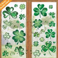 Ivenf St. Patrick's Day Decorations Window Clings Decor, Extra Large Shamrock Decal Stickers for Kids School Home Office Accessories Party Supplies Gifts, 6 Sheets 79 pcs