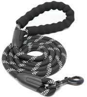 iYoShop Dog Leash Pet Training Leashes Quality Thick Nylon Soft Handle and Light Weight Pet Lead for Small Medium Large Dogs, Black, Small Medium (5 FT)