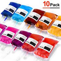 Halloween Decorations Party Cups, 10 Packs Blood Bags for Drinks, Reusable Blood Bag Drink Container of Theme Parties, IV Bags with Clips 11.5 Fl Oz for Vampire/Zombie/Hospital/Halloween Theme Party Favors