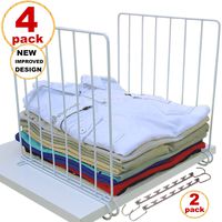 Moch Store Closet Shelf Dividers/Set of 4 Separators and 2 Space Saver Metal Closet Hangers/Easy Clip Metal Storage Partitions for Wooden Closet and Cabinet Shelves