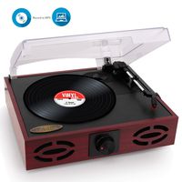 Pyle 3-Speed Stereo Turntable, Classic Vintage Style, Vinyl Record Player, Supports Vinyl to MP3 Recording, with Two Built-in Full Range Speakers. (PVNT7U)