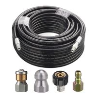 M MINGLE Sewer Jetter Kit for Pressure Washer, 1/4 Inch NPT, 100 Feet Hose, Button Nose and Rotating Sewer Jetting Nozzle, Orifice 4.0, 4.5, 4000 PSI