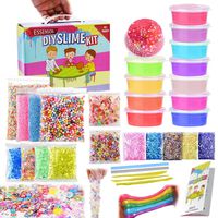 Slime Kit - Slime Supplies Slime Making Kit for Girls Boys, Kids Art Craft, Crystal Clear Slime, Glitter, Unicorn Slime Charms, Fruit Slices, Fishbowl Beads Girls Toys Gifts for Kids Age 6+ Year Old