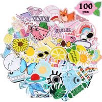 100 Pieces VSCO Stickers Colorful Vinyl Waterproof Water Bottle Stickers for Hydroflasks, Laptop, Phone, Cute Trendy Aesthetic Stickers for Teens, Girls, VSCO Girl Stuff