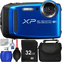 Fujifilm FinePix XP120 Digital Camera (Blue) - International Version (No Warranty) with 6pc Accessory Bundle - Includes 32GB SD Memory Card + Small Carrying Case + High Speed Card Reader + More