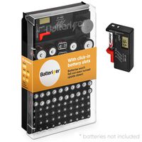 Battery Organizer Storage Case with Tester - Compact Battery Storage Case with Clear Plastic Lid Holds Over 92 Assorted Batteries - 7'X11.8' Battery Case, Keeps Batteries Organized by Batterizer