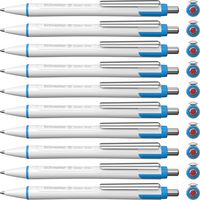 Schneider Slider Xite Retractable Ballpoint, White Barrel w/Blue Accents, Red Ink, Box of 10 (133202)