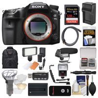 Sony Alpha A99 II Full Frame 4K Wi-Fi Digital SLR Camera Body + 128GB Card + Backpack + Flash + Diffuser + Video Light + Battery & Charger + Mic Kit