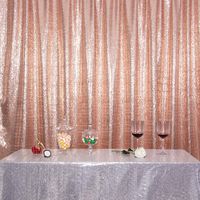 Eternal Beauty Satin Sequin Backdrop Curtain, Glittery Photography Backdrops, Thick Non-Transparent Shiny Party Sequin Curtain (Rose Gold,5Ft x 6Ft)
