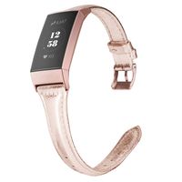 Wearlizer Compatible with Fitbit Charge 3 Bands for Women Slim Leather Replacement Fit Charge hr 3 Special Edition Rose Gold Band Accessories Strap (Rose Gold)