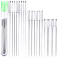 30 Large Eye Stitching Needles 1.6'' to 2.4'' Sizes Big Eye Hand Sewing Needles in Clear Storage Tube