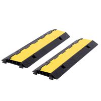 FCOME 2 Pack Rubber Cable Ramp Hose Cable Protector Ramp 3 Channel 22000Lbs Load Capacity Traffic Speed Bump Wires Power Lines Extension Cord Cover for Indoor Outdoor