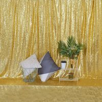 GFCC Sequin Satin Backdrop Photo Backdrop Without Photo Booth Backdrop Stand - Gold 8ftx8ft (No Thin)