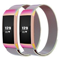 LNOOIU Metal Bands Compatible with Fitbit Alta, Replacement for Alta HR Stainless Steel Bands Adjustable Accessory Wristband for Alta Bracelet Women Men Girls Boys - Colorful Large