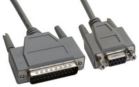 Amphenol CS-DSNL4259MF-005 DB25 Male to DB9 Female Null Modem Cable, Full Handshaking, 5', Gray