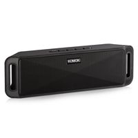 Portable Wireless Bluetooth Speaker,KOMOK Mini Outdoor Stereo Speaker with Built-in Mic | Powerful Dual Loudspeakers,Hands-Free Calls | FM Radio,AUX,TF Card,USB Rechargeable for iPhone Samsung(Black)