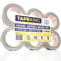 Tape King Clear Packing Tape Super Thick 3.2mil - 60 Yards Per Roll (Pack of 6 Refill Packaging Rolls) - Strong Shipping Heavy Duty Adhesive Carton Sealing Commercial Depot Tape (TK-052)
