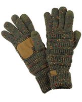 C.C Unisex Cable Knit Winter Warm Anti-Slip Touchscreen Texting Gloves, Confetti Dark Olive