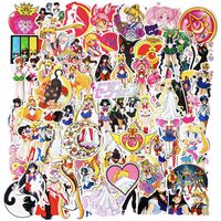 Sailor Moon Anime Laptop Stickers 75pcs Waterproof Cartoon Water Bottles Cars Phone Hydroflask Skateboard Luggage Notebook Decals