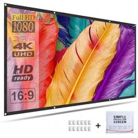 100 inch 16:9 HD Projector Screen, Anti-Crease Foldable Portable Indoor and Outdoor Projector Movies Screen, Support Front and Rear Projection