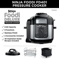 Ninja FD401 Foodi 8-qt. 9-in-1 Deluxe XL Cooker & Air Fryer-Stainless Steel Pressure Cooker, 8-Quart