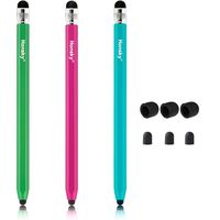 Honsky Cell Phone Stylus, Tablet Stylus for Touch Screens: Universal Slim Long Metal Pencil-Like Stylist Pens, Tablet Pen, Touchscreen Stylus Pen - Blue, Hot Pink, Green - Six Sided, 3 Packs
