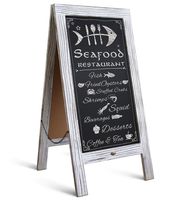 Rustic Vintage Wooden Whitewashed Magnetic A-Frame Chalkboard/Sidewalk Chalkboard Sign/Large 40" x 20" Sturdy Sandwich Board/A Frame Restaurant Message Board Display (Classic)