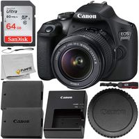 Canon EOS 2000D (Rebel T7) 18-55mm DC III Lens Kit - Includes: Free SanDisk Ultra 64GB SDHC Class 10 Card, Extended Life Replacement Battery, Lens Cap Keeper & Microfiber Cleaning Cloth