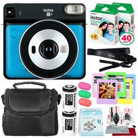 Fujifilm instax Square SQ6 Instant Film Camera (Metallic Blue) + 40 Sheet Square Instant Film + Camera Bag + Deluxe Bundle (USA Warrantty)