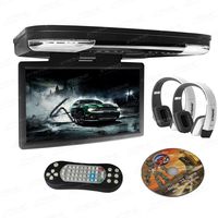 XTRONS 15.6 Inch 1080P Video HD Digital Widescreen Car Overhead Coach Caravan Roof Flip Down DVD Player Game Disc HDMI Port New Version White IR Headphones Included
