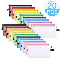 Sinzip 20 Pack Multicolored Zipper Mesh Pouch, Zipper Pencil Pouches Pen Bags, Multipurpose Travel Bags for Cosmetic School Office Supplies and Travel Accessories, 10 Colors (Assorted A)