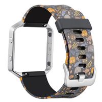 Mosstek Bands Compatible with Fitbit Blaze with Stainless Steel Frame, Soft Silicone Replacement Wristband Compatible Fitbit Blaze Smart Fitness Watch with Fantastic Pattern Design Print