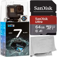 GoPro HERO7 Black Starter Bundle Includes: Sandisk Ultra 64GB Micro SDXC UHS-I Card with Adapter and More