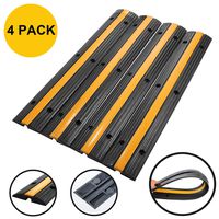 Reliancer 4 Pack 1-Channel Rubber Cable Protector Ramp Traffic Speed Bump 18000lbs Capacity Heavy Duty Cable Protective Cover Ramp Driveway Hose Cord Track Protector Wires Concealer for Garage Parking