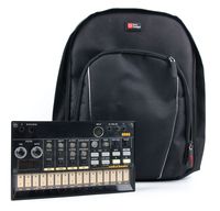 DURAGADGET Black Water-Resistant Backpack with Customisable Interior & Raincover - Compatible with The Korg Volca Beats | Bass | Keys | Sample | Sample OK GO Edition Synthesizers