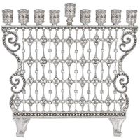 Judaica Jewish Olivia Riegel Elegant Hanukkah Chanukah Clear Crystal Cami Menorah with Swarovski Crystals