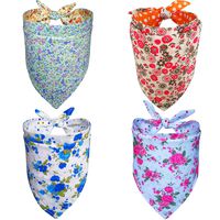 Dog Bandanas 4PCS Triangle Bibs Scarf Kerchief Accessories for Small Medium Large Dogs Reversible Patterns Printed Neckerchief Set for Girl Dogs Pet (Floral Printed, Large（23.6" x 16.5" x16.5"）)