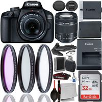 Canon EOS 4000D DSLR Camera with 18-55mm f/4-5.6 IS STM Lens & Accessory Bundle - Includes: SanDisk Ultra 32GB SDHC Memory Card + Spare Long-Life Battery (LP-E10) + 3PC Multi-Coated Filter Set + MORE
