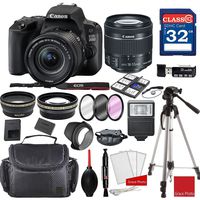 Canon EOS 200D Rebel SL2 Kit with EF-S 18-55mm f/4-5.6 is STM Lens (Black) + Professional Accessory Bundle
