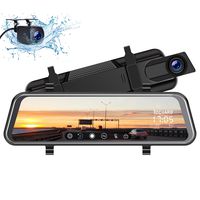 TOGUARD Backup Camera 10" Mirror Dash Cam, Dash Cam Front and Rear Full Touch Screen Video Streaming Rear View Mirror Camera,Night Vision Waterproof 1080P Rear Camera