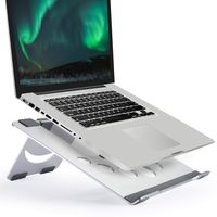 Aluminum Foldable Laptop Stand Adjustable Holder Compatible with Apple Mac MacBook Pro Air 10 to 15.6 Inch Notebook, Ventilated Portable Ergonomic Desktop Riser for Office Desk, Metal Silver Soundance