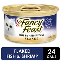 Purina Fancy Feast Wet Cat Food, Flaked Fish & Shrimp Feast - (24) 3 oz. Cans