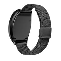 BaiHui Compatible with Fitbit Zip Watch Band, Metal Case Accessory + Stainless Steel Bracelet Replacement Wristbands,Breathable Metal Strap for Daily Wear (Black-Small, No Tracker)