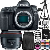 Canon EOS 5D Mark IV DSLR Camera with EF 50mm f/1.2L USM Lens 30PC Accessory Bundle - Includes 64GB Memory Card + More