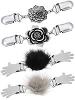 4 Pieces Vintage Sweater Shawl Clips Retro Cardigan Collar Clips Dress Shirt Brooch Clips for Women Girls Wearing, 4 Styles (Novel Style)