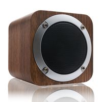 LEFON Wooden Wireless Speaker with FM Radio 1800mAh Rechargable Battery Support AUX TF Card MP3 Player (Black Walnut)