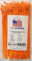 Cable Ties. Standard Duty 7.6 Inch Premium Nylon Wire Management Zip-Ties. 50 LB Tensile Strength USA Strong Cable Ties (100 Pack, Orange)